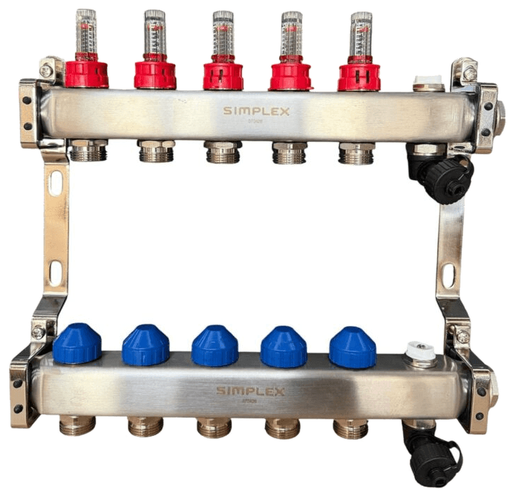 Stainless steel underfloor heating manifolds
