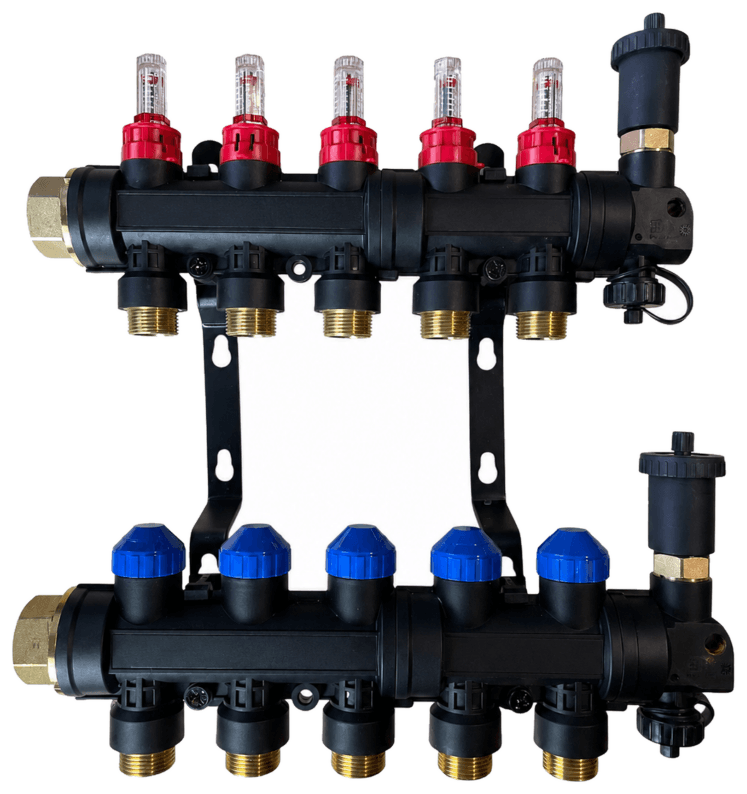 Polymer underfloor heating manifolds